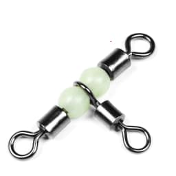 10/50pcs Stainless Steel T-Turn 3 Way Fishing Connector Rolling Swivel Fishing Tackle Connector Luminous Beads Attract Fish