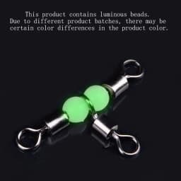 10/50pcs Stainless Steel T-Turn 3 Way Fishing Connector Rolling Swivel Fishing Tackle Connector Luminous Beads Attract Fish