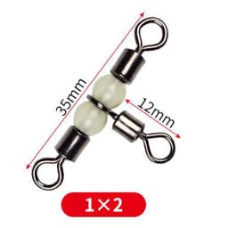10/50pcs Stainless Steel T-Turn 3 Way Fishing Connector Rolling Swivel Fishing Tackle Connector Luminous Beads Attract Fish