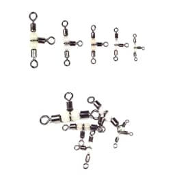 10/50pcs Stainless Steel T-Turn 3 Way Fishing Connector Rolling Swivel Fishing Tackle Connector Luminous Beads Attract Fish