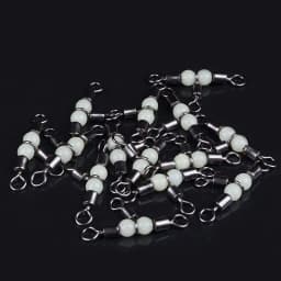10/50pcs Stainless Steel T-Turn 3 Way Fishing Connector Rolling Swivel Fishing Tackle Connector Luminous Beads Attract Fish