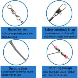 12Pcs Stainless Steel Fishing Wire Leader Rigs with Swivel Snap Connector Bait Fishing Trace Lure Steel Wire Fishing Tackle Tool