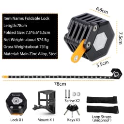WEST BIKING Bike Folding Lock Portable Alloy Steel Anti-theft Safety Lock Motorcycle E-bike Lock MTB Road Bike Accessories