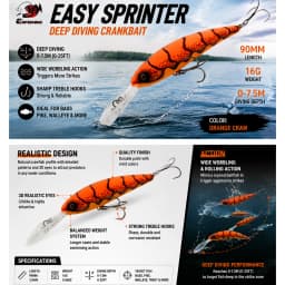 ESFISHING Fishing Lures Wobbler Fo Pike Fishing Baits 90mm 16g Easy Sprinter Floating Minnow