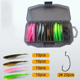 61 Pieces/Set of Bionic Fish Soft Bait Fishing Gear with Hook Storage Box, Soft and Portable Outdoor Fishing Gear