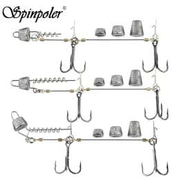 Spinpoler Multi-Depth Pike Stinger Rigs Fishing Hook #6 #1/0 #2/0 With Sinker Weight 5g 7g 10g 15g 20g Systerm Kit For Swimbait