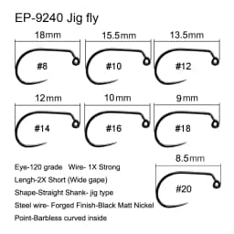 Aventik Eupheng 50pcs Competition Barbless Fly Fishing Hook Tying Materails Dry Nymph Shirmp Wet Caddis Fly Hook Black Nickle