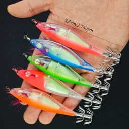 Ackibbik 5pcs/set Glow Squid Jig Lure Saltwater Octopus Lures Squid Jigs Shrimp Fishing Lure Cuttlefishg Fishing Accessories