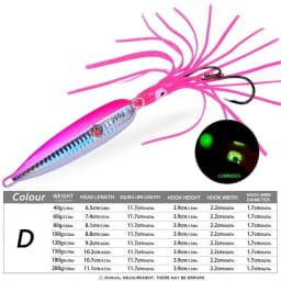 1PC Slow Pitch Jigging Lure Dual Hook Glow-in-the-Dark Slow Jig Fishing Bait 60g-180g 200g For Offshore Saltwater Boat Fishing