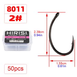 Hirisi 50/100pcs PTFE Coating Carp Fishing Hooks Steel Barbed Hooks In Box 8011 Fishing Accessories