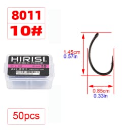 Hirisi 50/100pcs PTFE Coating Carp Fishing Hooks Steel Barbed Hooks In Box 8011 Fishing Accessories