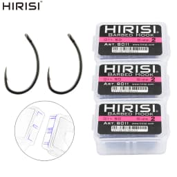 Hirisi 50/100pcs PTFE Coating Carp Fishing Hooks Steel Barbed Hooks In Box 8011 Fishing Accessories