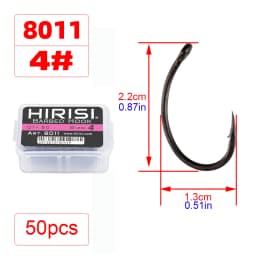 Hirisi 50/100pcs PTFE Coating Carp Fishing Hooks Steel Barbed Hooks In Box 8011 Fishing Accessories