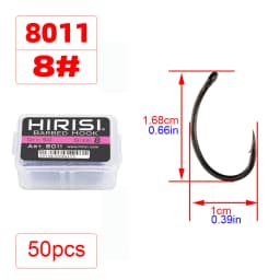 Hirisi 50/100pcs PTFE Coating Carp Fishing Hooks Steel Barbed Hooks In Box 8011 Fishing Accessories