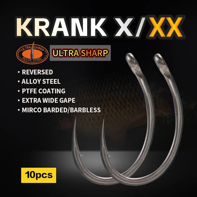 10Pieces Carp Fishing Hook Size 1 2 4 6 PTFE Coating Mirco Barded/Barbless PTFE Coating For Carp Fishing Terminal Tackle