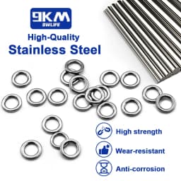 9KM 20Pcs Fishing Solid Ring Fishing Lure Connectors Stainless Steel Fishing Accessories Saltwater Tackle Chrome