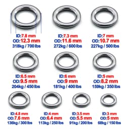 9KM 20Pcs Fishing Solid Ring Fishing Lure Connectors Stainless Steel Fishing Accessories Saltwater Tackle Chrome