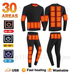 Winter Heated Underwear Set Women Men USB Electric Heating Jacket Outdoor Sports Thermal Underwear Electric Heated Equipment