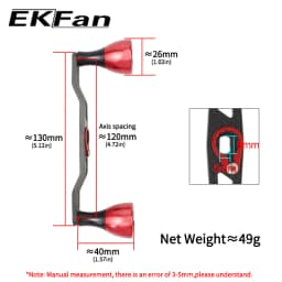 EKfan 130MM Carbon Fiber Fishing Handle Alloy Knobs 7X4MM/8X5MM Holes For Dawa/Shmano Baitccast Water-drop Reel DIY