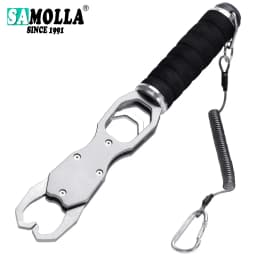 SAMOLLA Aluminum Alloy New Fishing Grip Pliers Accessories 18kg Spring scale 360 ° rotation Adjustable Grabber Tool Seawater