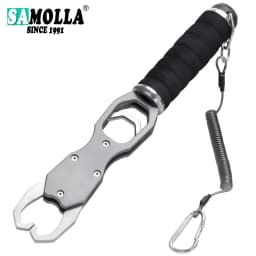 SAMOLLA Aluminum Alloy New Fishing Grip Pliers Accessories 18kg Spring scale 360 ° rotation Adjustable Grabber Tool Seawater