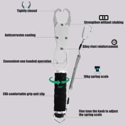 SAMOLLA Aluminum Alloy New Fishing Grip Pliers Accessories 18kg Spring scale 360 ° rotation Adjustable Grabber Tool Seawater