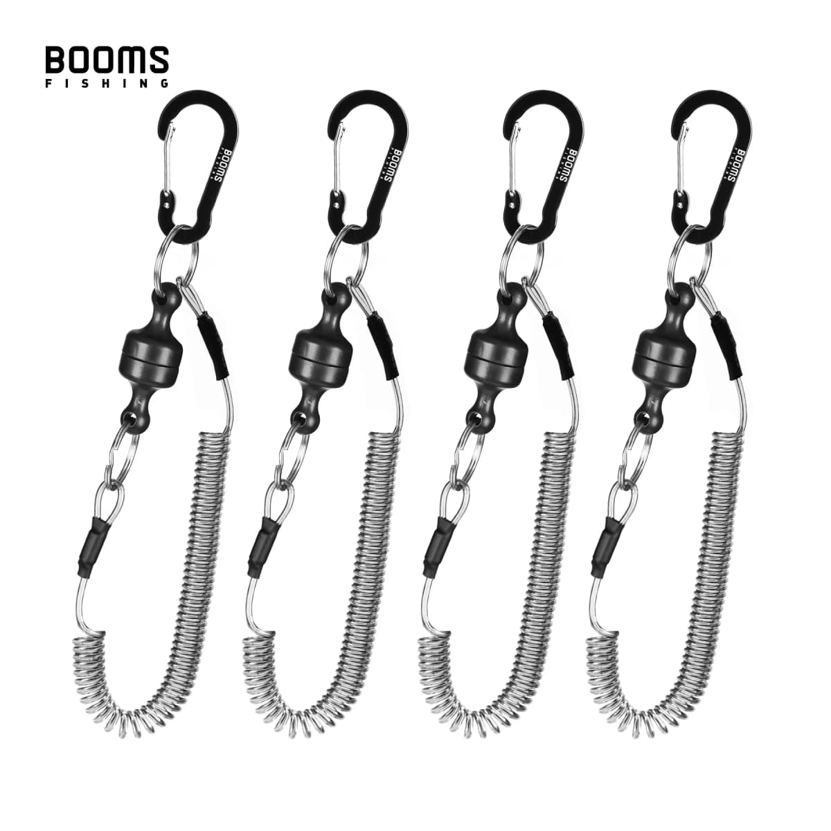 Booms Fishing Magnetic Net Release Holder With Coiled Lanyard Fly Fishing Tool Strong Magnet Carabine Anti-Drop Rope Accessories
