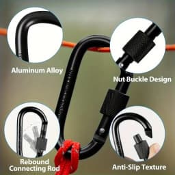 4Pcs Aluminum Alloy D-Ring Carabiner Hammock Hook Hook Organizer Shopping Bag Clip Hook for Outdoor Hiking Travel Backpack