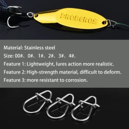 PROBEROS 200pcs Fishing Snap Lure 00#-4# Connector Fishing Clip Carabiner Snap Quick Change Snap Terminal Stainless Steel Tackle