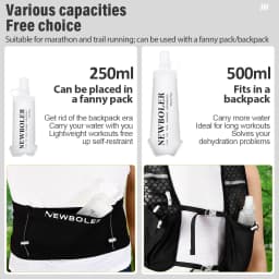 NEWBOLER TPU Outdoor Sport Bottle Folding Soft Flask Water Bottle for Running Camping Hiking Bicycle Fitness Water Bag