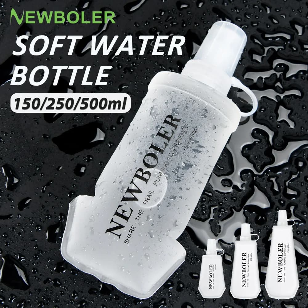 NEWBOLER TPU Outdoor Sport Bottle Folding Soft Flask Water Bottle for Running Camping Hiking Bicycle Fitness Water Bag