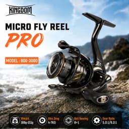 Kingdom Micro Fly Pro Fishing Spinning Reel Ultra Light 8+1 Sealed Bearings 160g 8KG Max Drag 5.2:1 Gear Ratio Fishing Reel