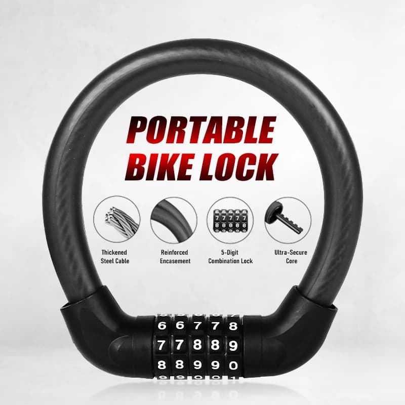 5-Digit Combination Bike Lock - Heavy-Duty Universal Bicycle Lock for Mountain Bike/Scooter/&Motorcycles - Anti-Theft Protection