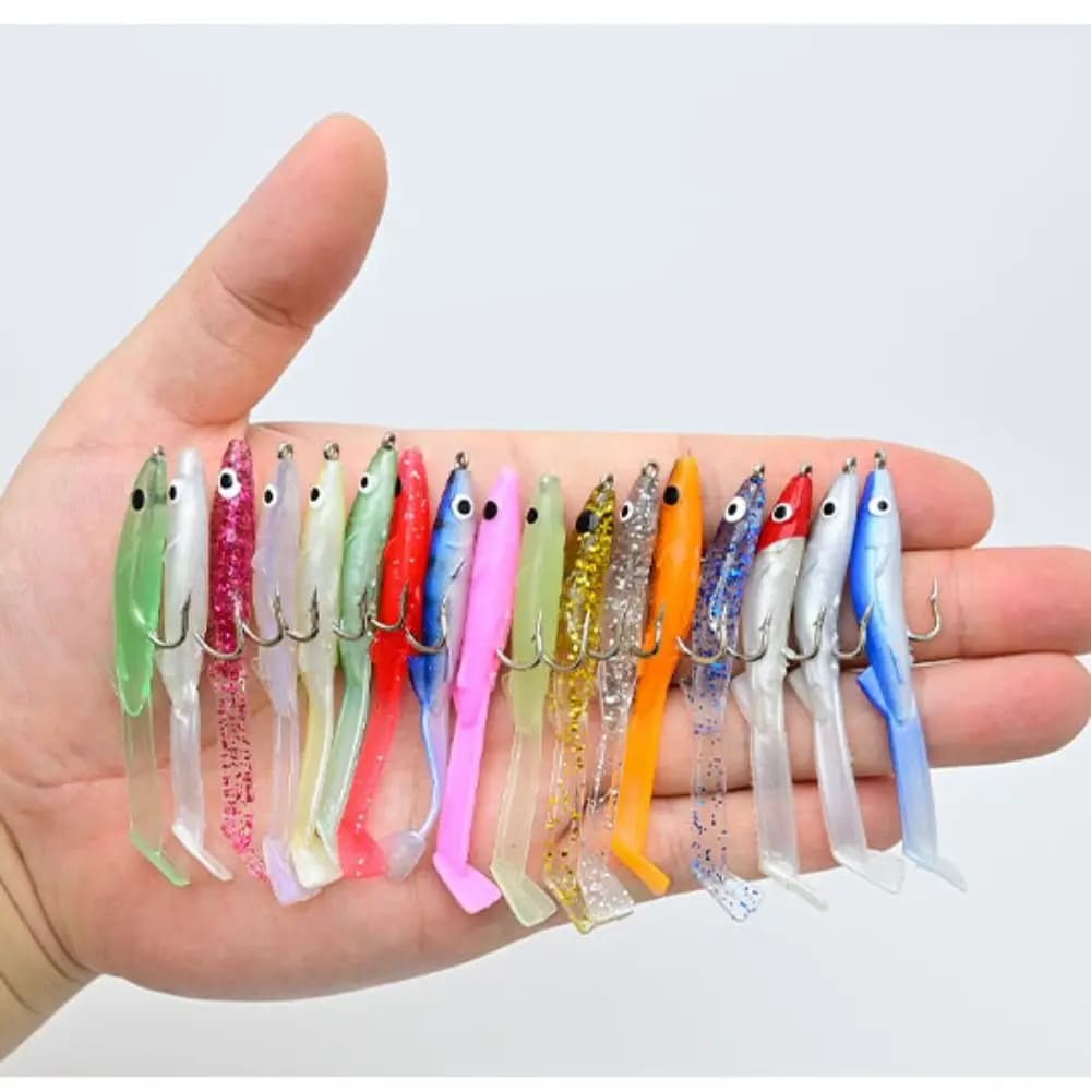 17pcs Mixed Color Raglou Sea Fishing Spinning Soft Lure Silicone Bait Shad Silicone Fishing Trolling Artificial Bait