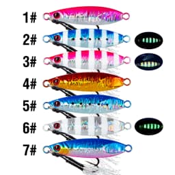 7Pcs Metal Jig Fishing Lure 14-100g Sinking Lure Bait Casting Lure with Assist Hooks for Sea Fishing