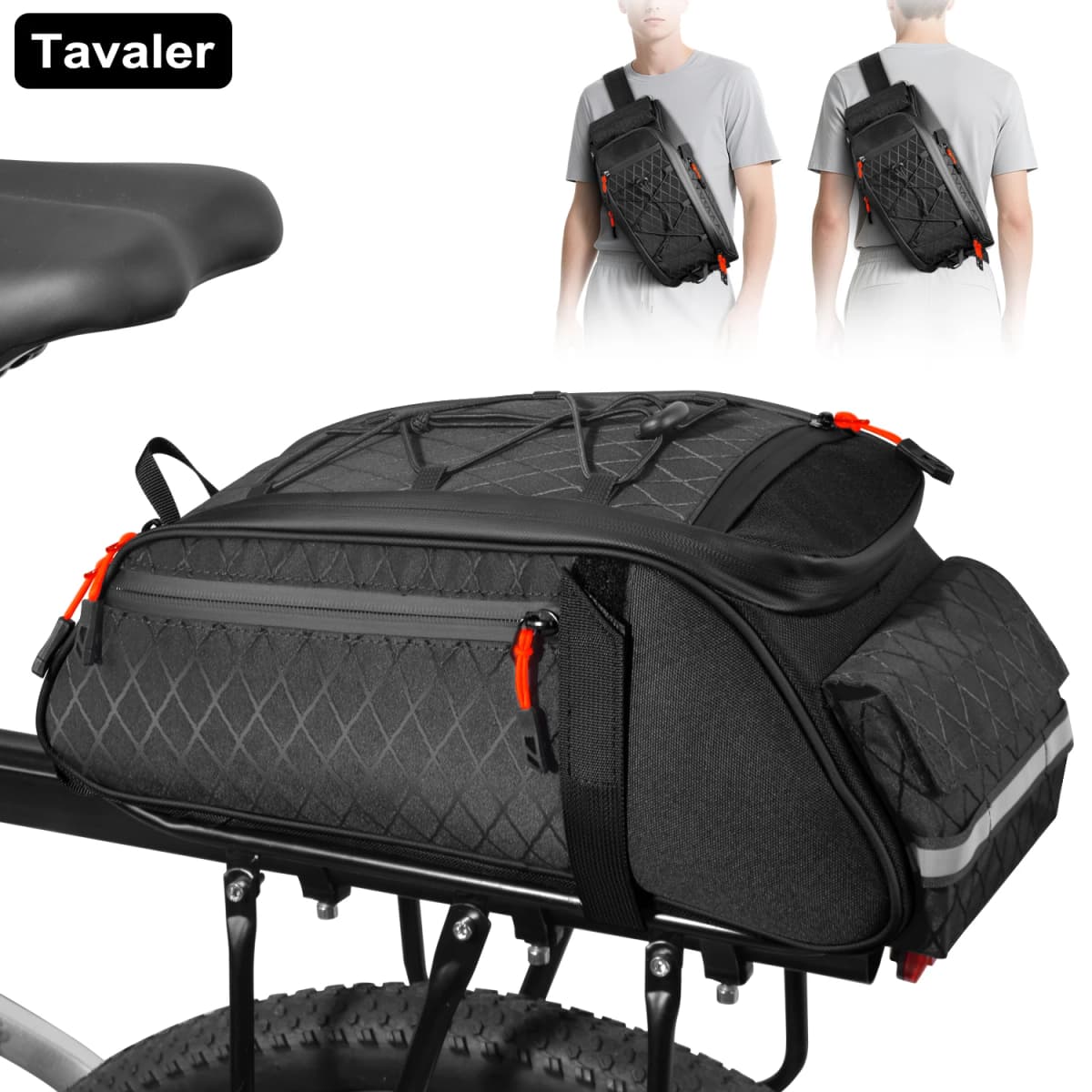New Bike Trunk Bag Upgrade 900D 10L Large Capacity Anti-Tear Multi-Use Quick Install Fixing Commuting Outdoor Bicycle Accessory