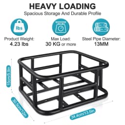 NEWBOLER E-Bike Cargo Rack Bag Iron Large Capacity Bike Basket Rear Rack Bike Baskets for Outdoor Travel Shopping MTB Road Bike