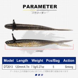 D1 Fishing NEW 120mm 7.5g Dep Frilled Shad Soft Bait With Tail Lip Freshwater Lure Artificial Rolling Action For Bass Perch