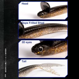 D1 Fishing NEW 120mm 7.5g Dep Frilled Shad Soft Bait With Tail Lip Freshwater Lure Artificial Rolling Action For Bass Perch