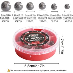Extra Soft Lead Shot Split Shot Sinkers 50g Weight Assortment Box (0.2g 0.25g 0.3g 0.4g 0.6g 1.0g) for Float Fishing Rig Tackle
