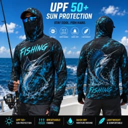 MALFC Men Hood Fishing Shirt long sleeve fishing t shirt uv protection Fishing Apparel