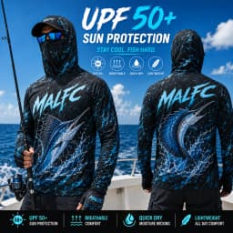 MALFC Men Hood Fishing Shirt long sleeve fishing t shirt uv protection Fishing Apparel