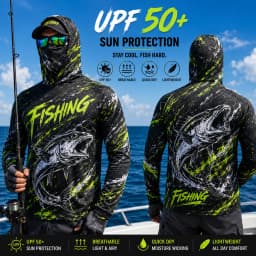 MALFC Men Hood Fishing Shirt long sleeve fishing t shirt uv protection Fishing Apparel