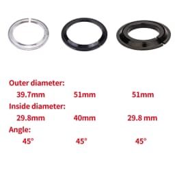 ZTTO 1.5inch Bike Headset Washer Bicycle 1 1/8 Headset Base Spacer Crown Race 28.6mm 39.8mm Tapered Fork Straight Fork 45 degree