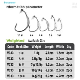 Kingdom Spring Fishing Hooks 3# 5# 6# 8# 10# Carbon Steel Lead Crank Hook with Spring Lock Soft Bait Fishing Gear Accessories