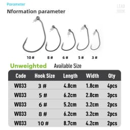 Kingdom Spring Fishing Hooks 3# 5# 6# 8# 10# Carbon Steel Lead Crank Hook with Spring Lock Soft Bait Fishing Gear Accessories