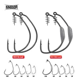 Kingdom Spring Fishing Hooks 3# 5# 6# 8# 10# Carbon Steel Lead Crank Hook with Spring Lock Soft Bait Fishing Gear Accessories