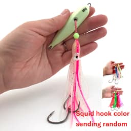 Inchiku Metal Jig Head Lure 80g 100g 120g 150g 180g 200g Luminous Squid Hook Soft Sinking Saltwater Spinning Fishing MarlinLure