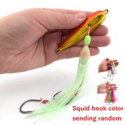 Inchiku Metal Jig Head Lure 80g 100g 120g 150g 180g 200g Luminous Squid Hook Soft Sinking Saltwater Spinning Fishing MarlinLure