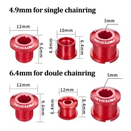 MOTSUV 4pc/5pc Bike Chainring Bolts Road MTB Plate Screws Single/double Crankset Bolts 4.9/6.4mm Chainwheel Screw Crank Part